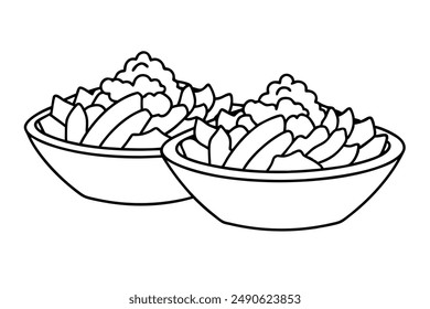 Poutine Line Art Illustration Drawing