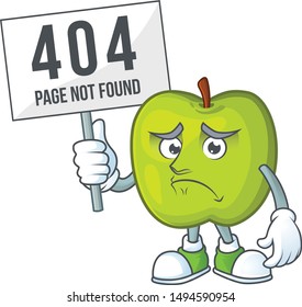 Pouting with bring board granny smith in a green apple character mascot