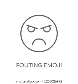 Pouting emoji linear icon. Modern outline Pouting emoji logo concept on white background from Emoji collection. Suitable for use on web apps, mobile apps and print media.