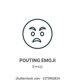 Pouting emoji outline vector icon. Thin line black pouting emoji icon, flat vector simple element illustration from editable emoji concept isolated on white background