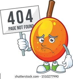 Pouting with  error board jocote fruit with character cartoon mascot.