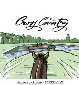 POV Hand Drawn Colorful Graphic: Horseback Riding Like Cross Country For Your Design