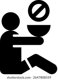 Ilustração do vetor de glifo do ícone de alívio da pobreza