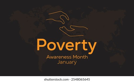 Mes de Concienciación sobre la Pobreza que se celebra cada año durante el mes de enero. Concepto de Conciencia de la Pobreza. Plantilla de Vector para el Anuncio, tarjeta de felicitación, cartel con fondo.