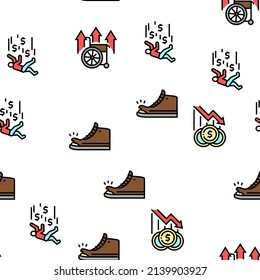 Poverty Destitution Vector Seamless Pattern Thin Line Illustration