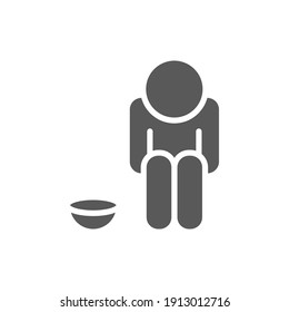 Poverty Glyph Icon. Simple Solid Style. Homless, Beggar, Hunger And Poor Concept. Vector Illustration On White Background. EPS 10