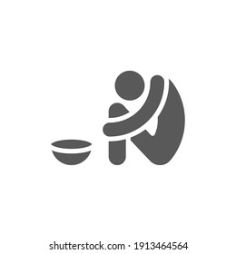 Poverty glyph icon. Simple solid style. Homless, beggar, hunger and poor concept. Vector illustration on white background. EPS 10