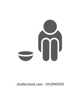 Poverty Glyph Icon. Simple Solid Style. Homless, Beggar, Hunger And Poor Concept. Vector Illustration On White Background. EPS 10