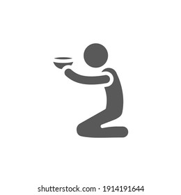 Poverty glyph icon. Simple solid style. Homeless beggar, hunger and poor concept. Vector illustration on white background. EPS 10