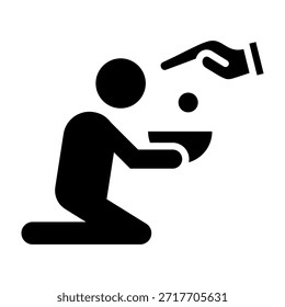 Ilustración vectorial de diseño de glifo de icono de pobreza