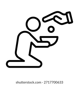 Ilustração vetorial do design da linha do ícone da pobreza