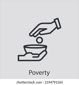 poverty icon vector icon.Editable stroke.linear style sign for use web design and mobile apps,logo.Symbol illustration.Pixel vector graphics - Vector