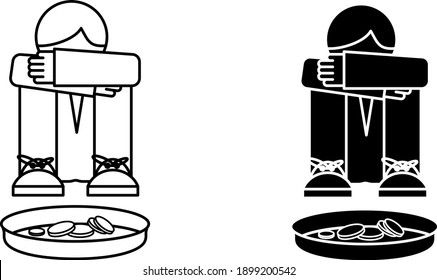 Poverty icon, vector line illustration.	
