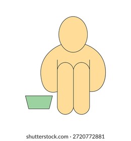 Icono de colores de línea de pobreza, Ilustración vectorial sobre fondo blanco