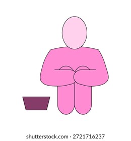 Icono de colores de línea de pobreza, Ilustración vectorial sobre fondo blanco