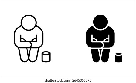 Conjunto de ícones da linha Pobreza. Sem-teto, fome e conceito ruim. Ilustração vetorial sobre fundo branco.