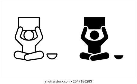 Conjunto de ícones da linha Pobreza. Sem-teto, fome e conceito ruim. Ilustração vetorial sobre fundo branco.