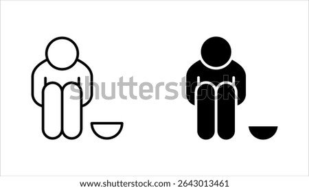 Poverty line icon set. Homless, hunger and poor concept. Vector illustration on white background.