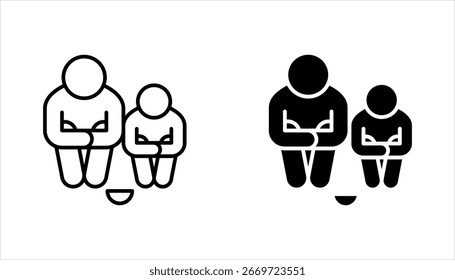 Poverty line icon set. Simple outline style. Homless, vector illustration on white background