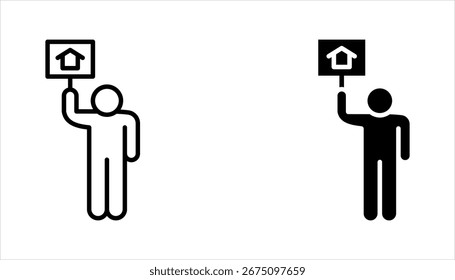 Conjunto de ícones da linha Pobreza. Estilo de contorno simples. Sem-teto, ilustração vetorial no fundo branco