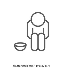 Poverty Line Icon. Simple Outline Style. Homless, Beggar, Hunger And Poor Concept. Vector Illustration On White Background. EPS 10