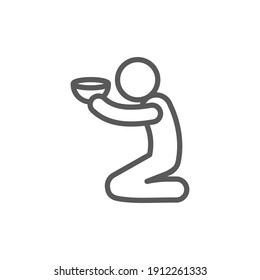 Icono de línea de pobreza. Estilo de contorno simple. Sin hogar, mendigo, hambre y concepto pobre. Ilustración vectorial sobre fondo blanco. EPS 10