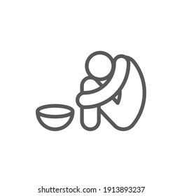 Poverty line icon. Simple outline style. Homless, beggar, hunger and poor concept. Vector illustration on white background. EPS 10