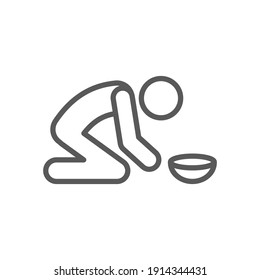 Poverty line icon. Simple outline style. Homless, beggar, hunger and poor concept. Vector illustration on white background. EPS 10