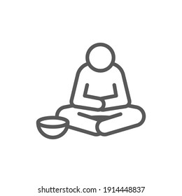 Poverty Line Icon. Simple Outline Style. Homless, Beggar, Hunger And Poor Concept. Vector Illustration On White Background. EPS 10