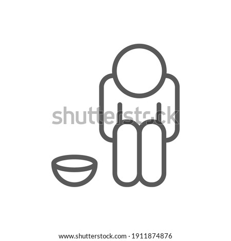 Poverty line icon. Simple outline style. Homless, beggar, hunger and poor concept. Vector illustration on white background. EPS 10