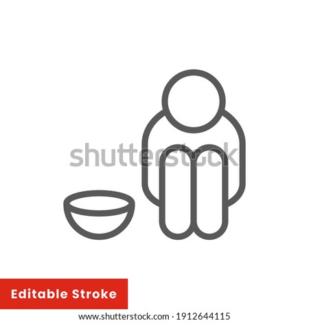 Poverty line icon. Simple outline style. Homless, beggar, hunger and poor concept. Vector illustration on white background. Editable stroke EPS 10