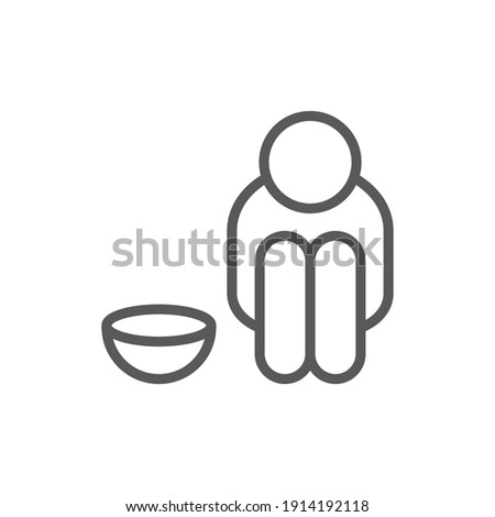 Poverty line icon. Simple outline style. Homeless beggar, hunger and poor concept. Vector illustration on white background. Editable stroke EPS 10