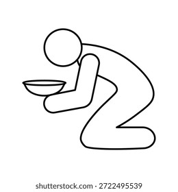 ícone de linha de pobreza ilustração vetorial no fundo branco