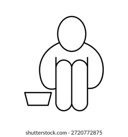 Icono de línea de pobreza, Ilustración vectorial sobre fondo blanco