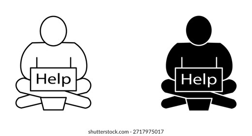 poverty line set icon on white background