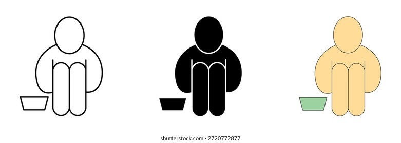 línea de pobreza Icono de conjunto, Ilustración vectorial sobre fondo blanco