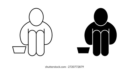 línea de pobreza Icono de conjunto, Ilustración vectorial sobre fondo blanco