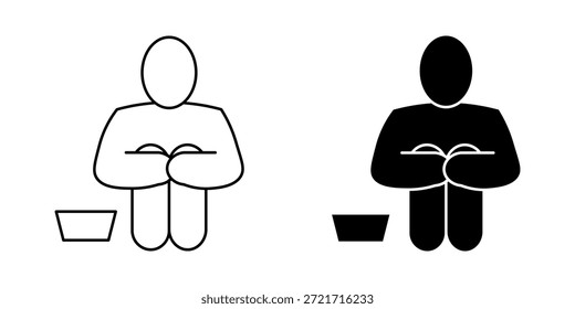 Icono del sistema de la línea de la pobreza, Ilustración vectorial en el fondo blanco