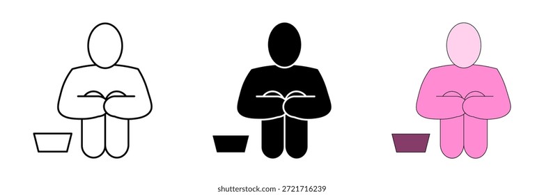 poverty line set icon, vector illustration on white background