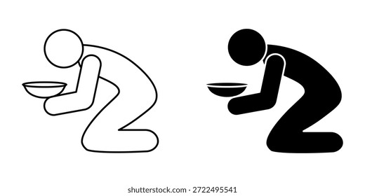 Ilustración del Vector del icono del sistema de la línea de la pobreza en el fondo blanco