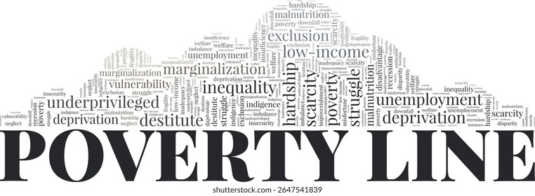 Poverty Line word cloud conceptual design isolated on white background.