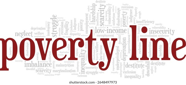 Poverty Line word cloud conceptual design isolated on white background.