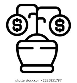 Poverty money plant icon outline vector. Child street. Poor family