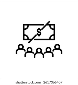 poverty outline icon. no money black line illustration.