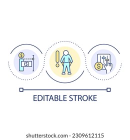 Poverty prevention loop concept icon. Expenditures management. Financial regulations. Lifestyle creep abstract idea thin line illustration. Isolated outline drawing. Editable stroke. Arial font used