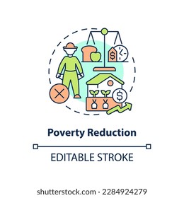Poverty reduction concept icon. Create workplaces. Agriculture policy concern abstract idea thin line illustration. Isolated outline drawing. Editable stroke. Arial, Myriad Pro-Bold fonts used