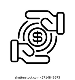 Ícone da Linha de Redução da Pobreza, Símbolo Esboço da Ajuda Econômica, Apoio Insatisfatório, Crescimento da Riqueza, Bem-Estar Social e Ajuda Financeira. Ícone de sinal vetorial.