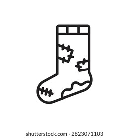 Poverty Sock Outline Icon Vector Illustration