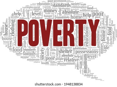 Poverty vector illustration word cloud isolated on a white background.