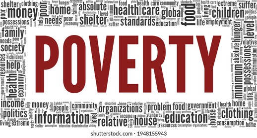 Poverty vector illustration word cloud isolated on a white background.